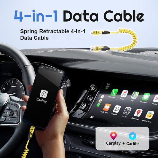 Spring Retractable 4-In-1 Data Cable